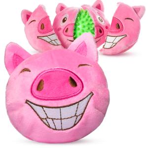 Dog Toys for Aggressive Chewers (3in1) - Squeaky Toys Interactive for Medium Dogs, Large & Small Breeds - Puppy Teething Chew Toy - Juguetes Perros - Pig (Pink)