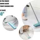 BOOMJOY Floor Scrub Brush with Long Handle, 2 in 1 Scrape and Brush, Stiff Bristles for Cleaning Bathroom, Patio, Garage, Kitchen, Deck, Tile, Blue