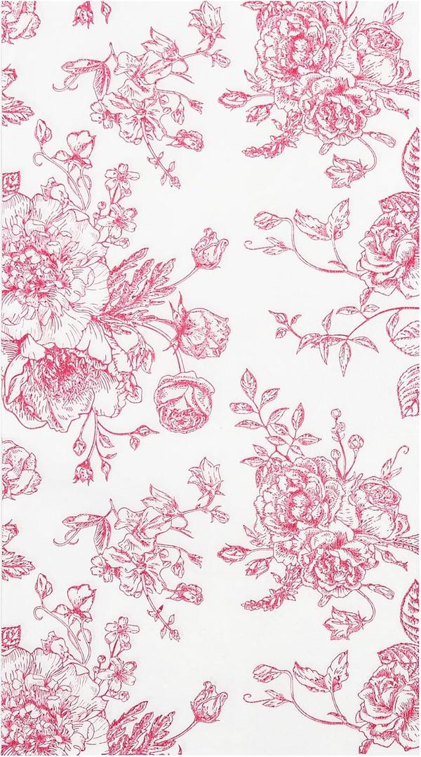 100 Floral Guest Napkins Pink and White Toile Disposable Paper Napkins Decorative Flower Bathroom Hand Towels for Bridal Baby Shower Tea Party Birthday Party Supplies