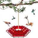 Hummingbird Feeder with Ant-Proof Moat Hummingbird Feeder, Easy to Clean and Refill Includes Hanging Hook, Features 30 Feeding Ports (Red 1PCS)