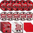 Graduation Plates and Napkins 2026, Congrats Grad Disposable Dinner & Dessert Paper Plates, and Napkins for Red Graduation Party Decoration, Serves 50
