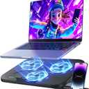 Laptop Cooling Pad with 3 Quiet Fans, 5-Level Height Adjustable Ergonomic Stand, 2 USB Ports & Phone Holder, Fits 12-17 Inch Laptops, Family-Friendly for Gaming/Work/Online Class