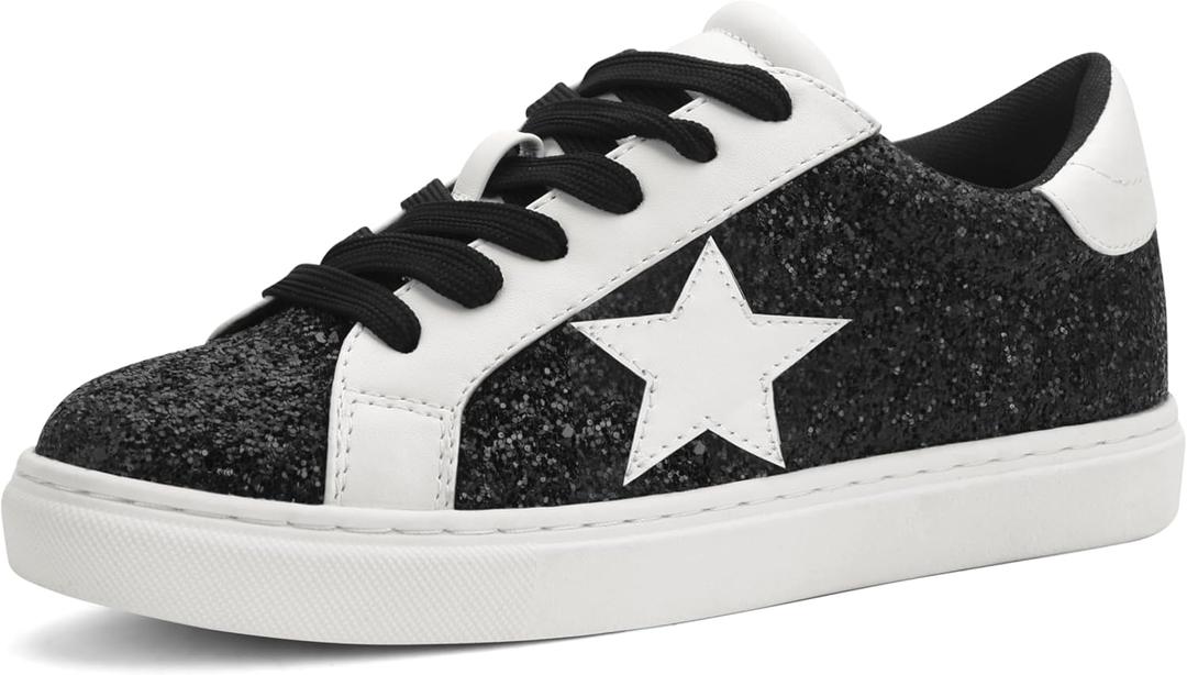 PARTY Women's Fashion Sneakers Lace Up Casual Low Top Comfortable Cushioned Walking Tennis Shoes Trendy Daily Shoes (Blue)