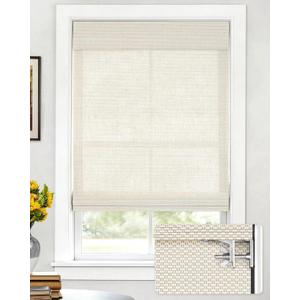 LazBlinds No Drill Bamboo Roman Shades, 25" W x 64" H, Star-Off White