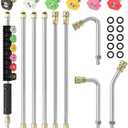 Sealegend 8FT Pressure Washer Extension Wand for Gutter Cleaning, Upgrade Power Washer Accessories with 6 Spray Nozzle Tips, 3 Gutter Cleaner Attachments Curved Rod, 1/4" Quick Connect, 4000 PSI