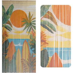 VIETBUD DECOR Summer Vibe Beaded Bamboo Curtain for Doorway 35.4" x 78.7"