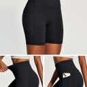 Heathyoga Biker Shorts Women Tummy Control 6" Butt Lifting Workout Shorts with Pockets Compression Yoga Shorts Spandex Gym Black X-Large