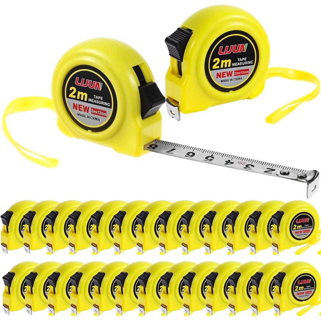 24 Pcs Mini Tape Measure Bulk 6 ft Measuring Retractable Small Easy Read Pocket Self Locking Measure Tape with Inches and Centimeters for Designer Decorator