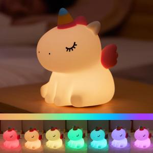 Unicorn Night Light for Kids, Silicone Baby Nursery Night Light Dimmable LED Unicorns Lamp Rechargeable Bedside Lamp Nightlight Unicorn Toys for Girls Toddler Women Gifts Bedroom Kids Room Decor
