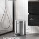 SONGMICS Bathroom Trash Can, 1.6 Gallon (6 L) Small Toilet Garbage Bin with Lid, Soft-Close, Stainless Steel, Pedal, Inner Bucket, Bedroom, Metallic Silver ULTB016EZ01