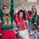 Blowata Christmas Light Necklace, 3PCS Christmas Necklace with 3 Flash Modes, Colorful Xmas Light up Decorations for Christmas Necklaces Party Favors Festival Party Supplies Ugly Sweater Decor