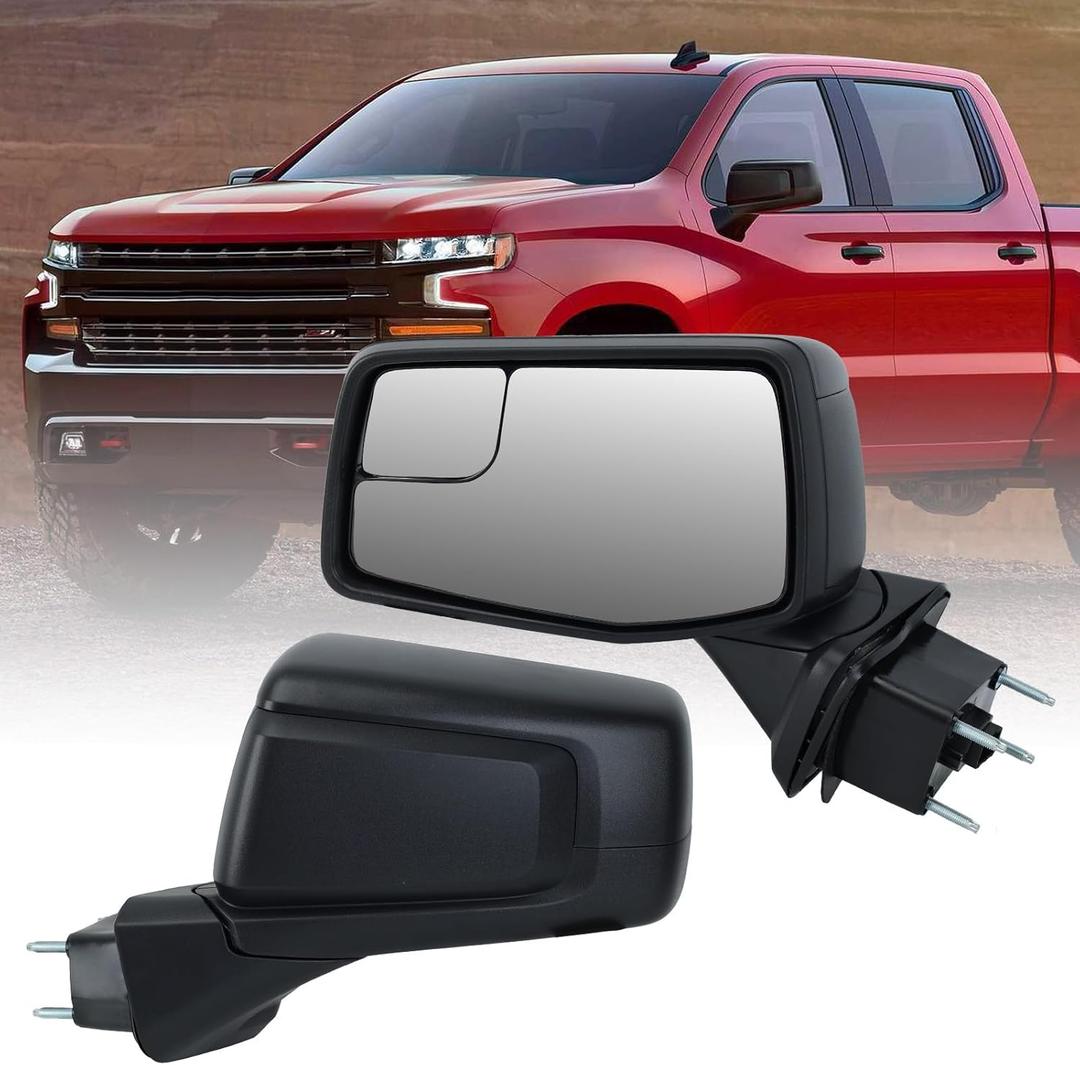 Driver Left Side Door Mirror for 2019 2020 2021 2022 2023 Chevrolet Silverado 1500 /GMC Sierra 1500 Mirros with Power and Heated Glass (L-5 Pins, Black)
