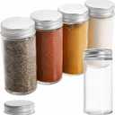 Tebery 30 Pack Round Spice Bottles Jars with Silver Lids, 3oz Empty Glass Spice Containers Shakers Complete Organizer Set Includes Shaker Lids, Wide Funnel, Labels and Cleaning Brush