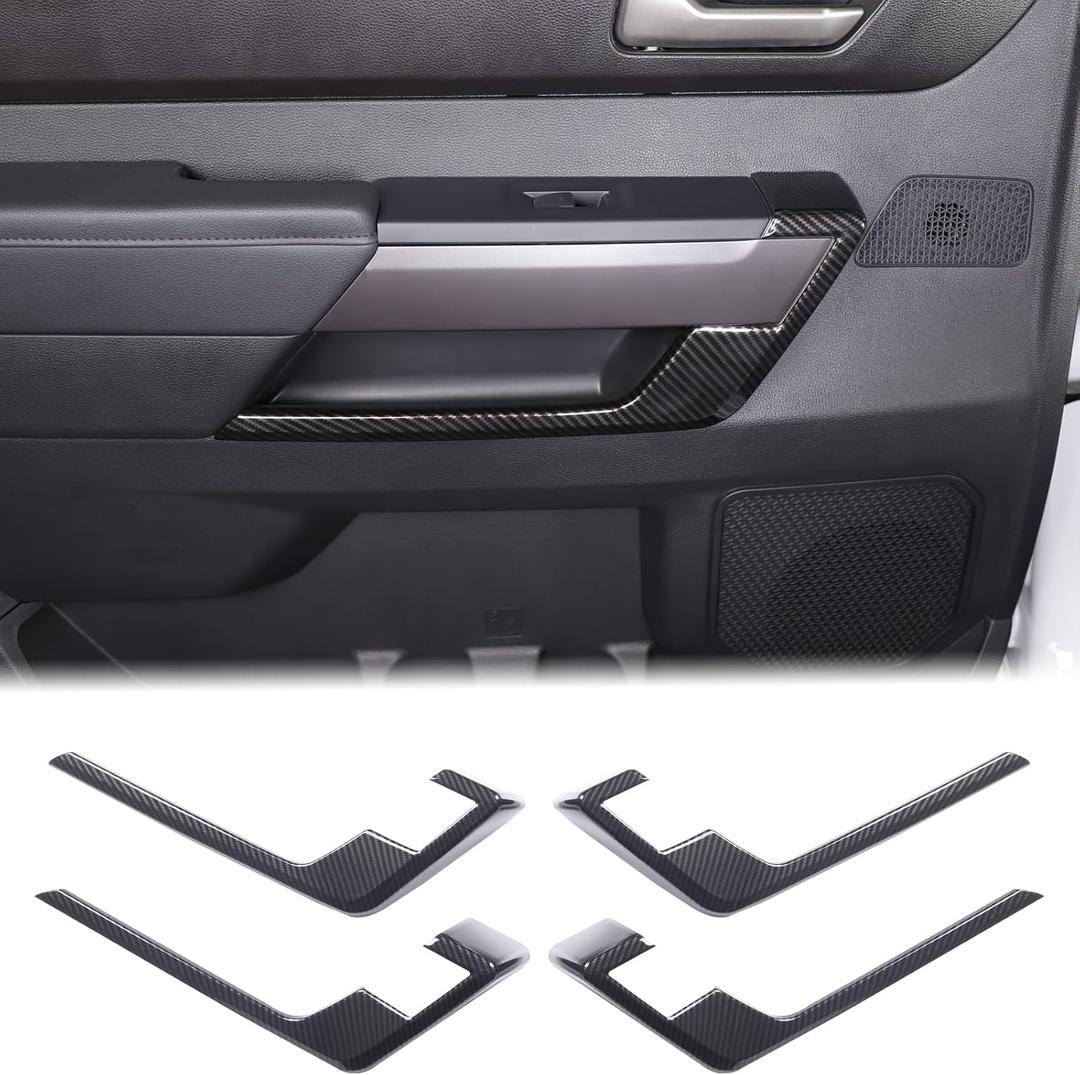 Aunginsy Inner Door Handle Panel Strip Trim Compatible with Toyota Tundra 2022-2026, Front Rear Door Panel C-shaped Decorative Cover C-Type Protection ABS Interior Accessories, Not Fit Limited Version (Carbon Fiber Pattern)