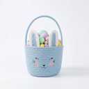 Easter Basket, Easter Bunny Baskets with Handle, Cute Woven Cotton Rope Egg Hunt Bag for Babies, Toddlers, Kids Candy Gifts - Blue