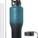 BUZIO 40oz Insulated Water Bottle Fits in Any Car Cup Holders, 40oz Vacuum Insulated Tumbler with Lids and Straw for Water, Travel Mug Cupholder Friendly, Leakproof Keep Cold & Hot, Indigo Crush