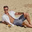 COOFANDY Mens Casual Summer Beach Linen Shorts 9 Inch Lightweight Drawstring Elastic Waist Shorts with Pockets (Blue)