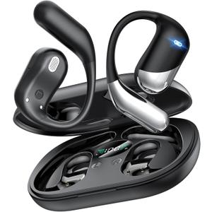 Ultra Open Ear Headphones,Over Ear Bone Conduction Earbuds with Ergonomic Earhook,Bluetooth Headphones 6.1 with Digital Display,60H Playtime,IP55 Waterproof, Comfort for Cycling,Running,Workout