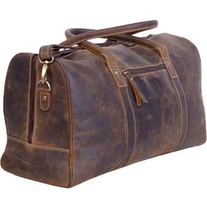 KomalC 24 Inch Leather Duffle Bags for Men and Women Travel Overnight Weekend Bag Sports Gym Duffel for Men