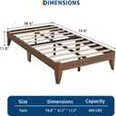 Garvee Twin Size Wood Platform Bed Frame, Solid Wood Legs and Slats | Sturdy Metal Central Structure, No Box Spring Needed, Easy Assembly, Dark Wood