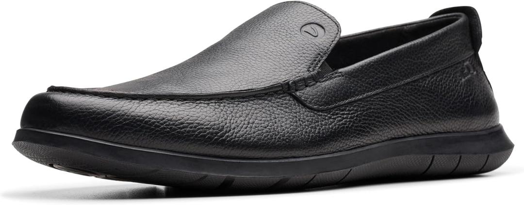 Clarks Men's Flexway Step Moccasin (9.5, Black Leather)
