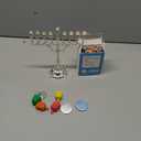 The Dreidel Company Complete Chanukah Menorah Set - Silver-Plated and Classic 45 Multicolored Candles, 5 Plastic Multicolored Dreidels & Hanukkah Play Coins, Hanukkah Booklet, Instructions Game Card