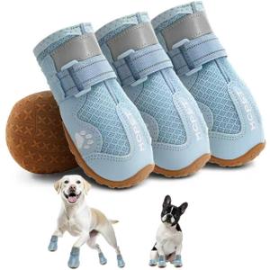 Hcpet Dog Boots, Dog Shoes for Large Dogs, Medium Dog Boots & Paw Protectors, Anti-Slip Dog Booties for Hot Pavement Winter Snow Hiking with Reflective Straps Blue Size 7 (Width 2.75 in)