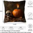 Gothic Halloween Throw Pillow Covers 18x18 Set of 2 | Decorative Cushion Cases for Couch, Sofa and Bedroom | Rustic Fall Pillowcases for Home Decor, Living Room, Farmhouse