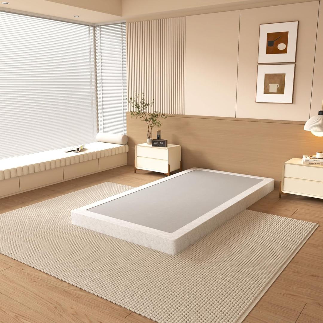 NHODIR 4 Inch Twin Box Spring Bed Base,Heavy Duty Metal Box Spring for Twin Bed Mattress Foundation with Fabric Cover, Noise-Free, Easy Assembly