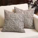 Amor Virisso Floral Throw Pillow Covers 18x18 Set of 2 Couch Pillows for Living Room Farmhouse Vintage Block Print Pillow Covers Decorative Pillow Covers Accent Sofa Pillows, Green/Sand