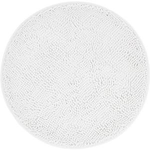 Insun Round Chenille Bathroom Rug, Soft Non Slip Absorbent Bath Mat for Bathroom Floor White 24"