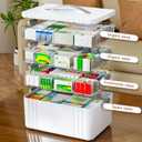 ARSTPEOE 4-Tier Medicine Organizer - Portable Medicine Cabinet with Plastic Handle, Multipurpose Medical Box, Empty First Aid Kit for Home