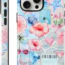 KANGHAR Magnetic Designed for iPhone 16 Pro Case, Cute Pink Summer | Compatible with MagSafe, Beach Coastal Collage Aesthetic Design, 2-Layer Hybrid Shockproof Protective Cover for Women Girls