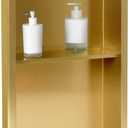 SaniteModar Shower Niche 12" X 24", Brushed Gold Stainless Steel Double Selves Niche for Shower Wall, No Tile Needed