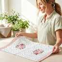 2Pcs Floral Kitchen Towels, Reusable Durable Microfiber Tea Towels for Kitchen Home Bathroom Decor, Vintage Plants Waffle Weave Dish Drying Towel, Flowers Gifts for Women Mom Friend, 24x14 Inch