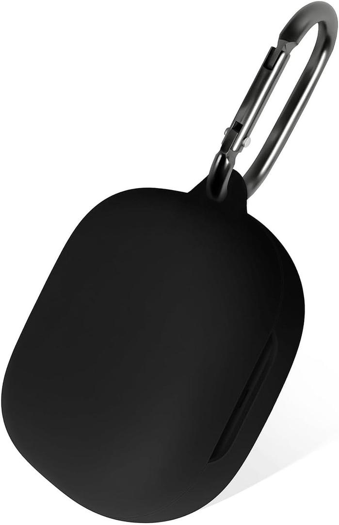 Geiomoo Silicone Case for SHOKZ OpenFit 2, Soft Flexible Scratch Resistant Protective Cover with Carabiner (Black)