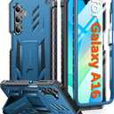 FNTCASE for Samsung Galaxy A16 5G Case: with [Built-in Screen Protector & Kickstand] [Military-Grade Drop Protection] Heavy Duty Protective Full Body Shockproof TPU Phone Cover Blue