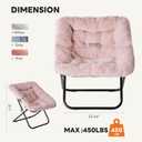 Sweetcrispy Comfy Chair for Adults, Foldable Living Room Chair, Soft Faux Fur Lounge for Bedroom Dorm Rooms, Comfortable Reading Chair for Teens, X-Large, Square