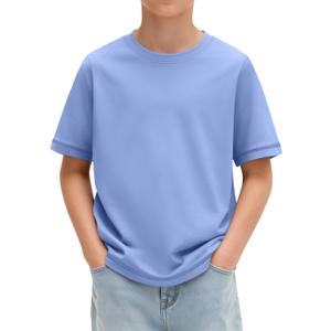 Oakgarden Boys School Basic Shirts 5-16 Years | Short Sleeve Loose Fit Tops, Crew Neck Casual T-shirts for Kids, Soft Layer Breathable Tees, Sports Uniform Daily Wear (Blue)