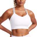Softness Mold Butterluxe Strappy Longline Sports Bras for Women - Double Spaghetti Strap Workout Yoga Crop Top Medium, White 