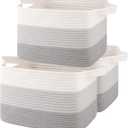 OIASKET Storage Baskets for Organizing, Woven Baskets for Shelves, Rectangle Decorative Organizer for Storage Clothes, Toy, Books, Towels, Nursery Bins 3 Pack (Gradient Grey, 13"x9.85"x8.7")