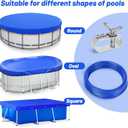 UNIFAMILY 100FT Pool Cover Cable and Winch Kit, Heavy-Duty Pool Cover Wire and 2 Aluminum Ratchet, Blue Plastic-Coated Steel Cable for Pool Covers Securing Swimmingpool Winter Cover (Blue