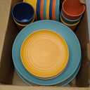 Homienly 40-Piece Premium Wheat Straw Dinnerware Sets, Service for 8, Unbreakable Plates and Bowls Set - Cups Sets, Dinner Plates, Bowls for Kitchen,Dishwasher and Microwave Safe Dishes Set - Multi