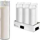 White Prayer Glass Candle Set - 6 Pack White 8" Prayer Candles for Vigils, Prayers, Cemetery, Blessing Ceremonies, Candles Bulk Pack