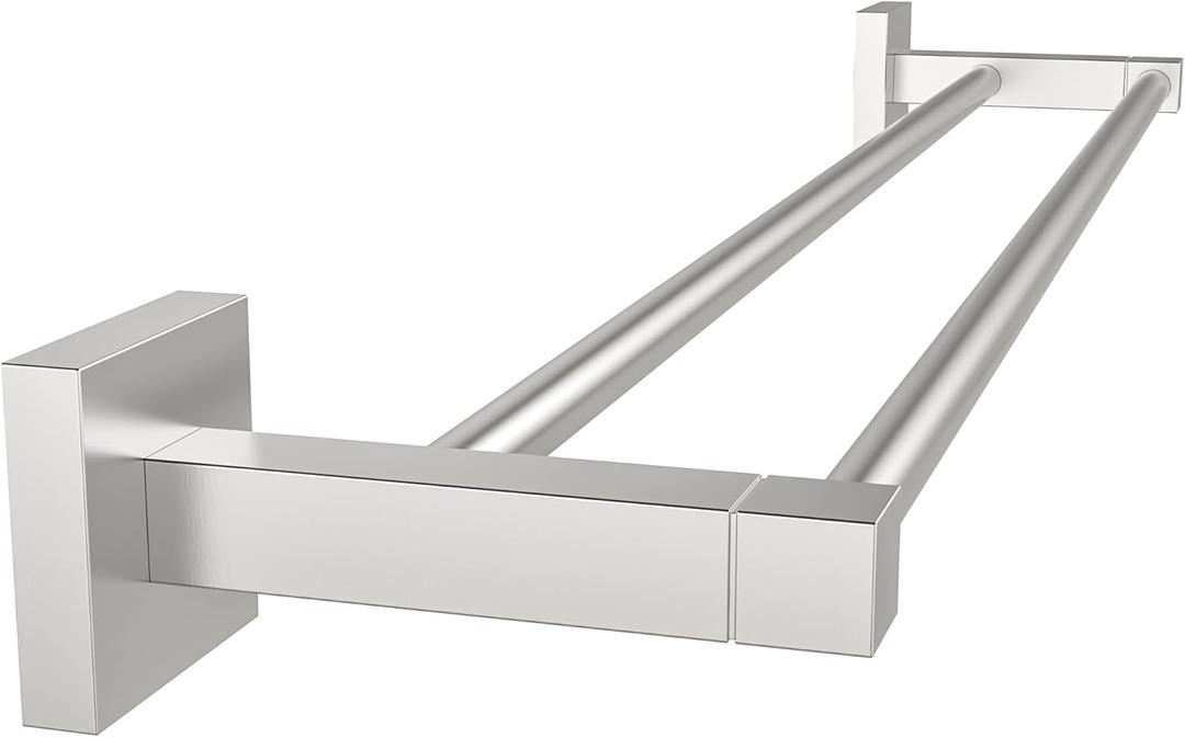 RUACQ Double Towel Bar, 24 Inch Bath Towel Rack for Bathroom, Square Base Hand Towel Holder, 304 Stainless Steel Towel Hanger Wall Mounted,Heavy Duty(Brushed Nickel)