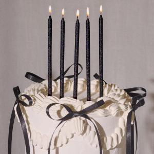 xo, Fetti Black Glitter Cake Candles, Tall Thin - 10 Pcs | Birthday Party Supplies, Bachelorette Cake Decor, Cupcake Topper, Fun Dessert Decorations