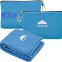 BlueHills Travel Blanket Pillow Compact Lightweight Pocket Size Airplane Traveling Essential Flight Trip Throw in Bag Portable Case Plane Accessory Teal Blue L03