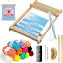 Sawvolker Weaving Loom Kit, Wooden Weaving Kit Multi-Craft Weaving Loom Tapestry Loom Large Frame 9.85x15.5 Inch, DIY Hand-Knitting Looms Set with 12 Colors Acrylic Yarn for Kids, Adult and Beginners