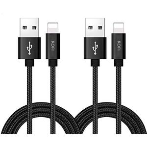 RoFI Compatible Phone Cable, [2Pack] 4FT Nylon Braided Fast Charging USB Cord Replcement for Phone X 8 8 Plus 7 7 Plus 6s 6s Plus 6 6 Plus 5 5S 5C SE Pad Air Mini and More (2 Pack Black, 4 FT)