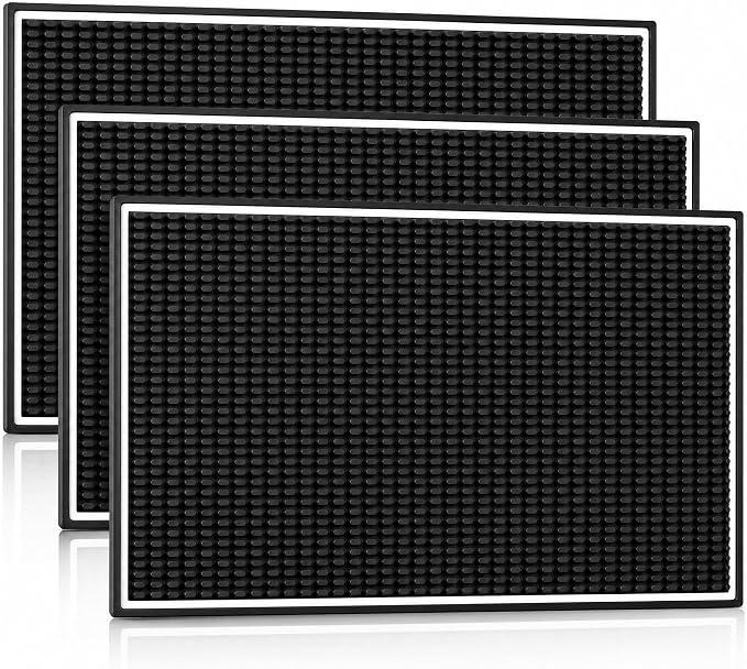 3 Pack Bar Mat for Countertop 18 x 12 Inch Rubber Non Spill Bar Mat for Bartending, Dish Drying Mat Coffee Bar Mat Home Bars Accessories